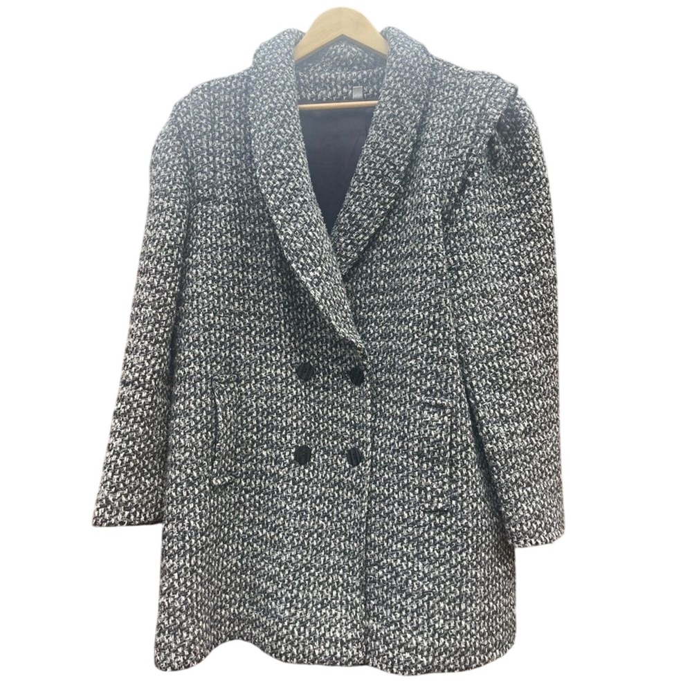 Women's Vintage Tweed Gray Jacket‎ Over Coat with Puff Sleeves XL (16)